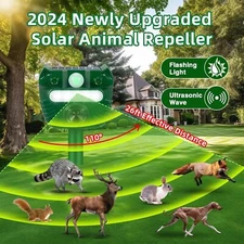 Motion Detection Ultrasonic Solar Animal Repeller Outdoor with Flashing Light