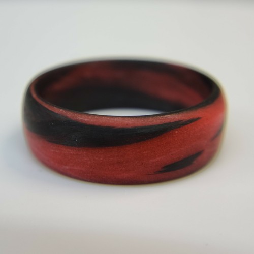 Men's or Women's Carbon Fiber Red Marbled Glow Ring -Made in USA- sizes 4-16 - Picture 3 of 10