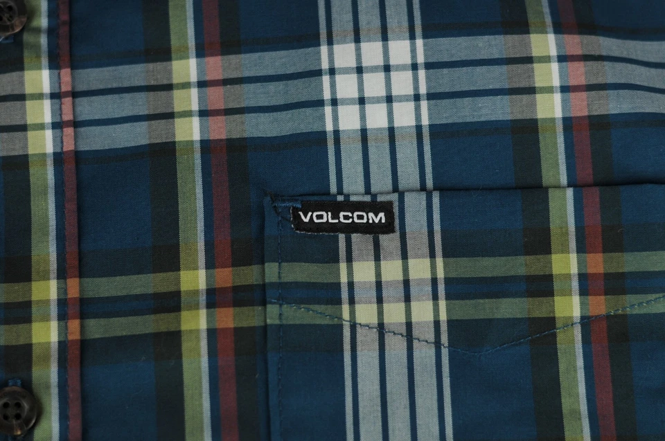 Volcom Men's Jade White & Yellow Plaid Cotton Casual Skate Shirt XL XLarge - Image 4 of 4