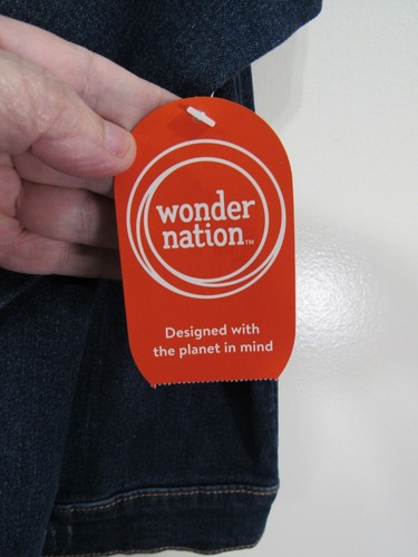 New Girls Wonder Nation Denim Jacket Size XXL 18 Blue Distressed Button Up Front - 第 2/4 張圖片