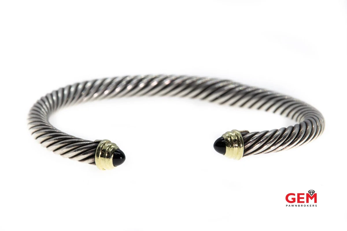 David Yurman Cable Sterling Silver 925 Bracelet 14K 585 Onyx