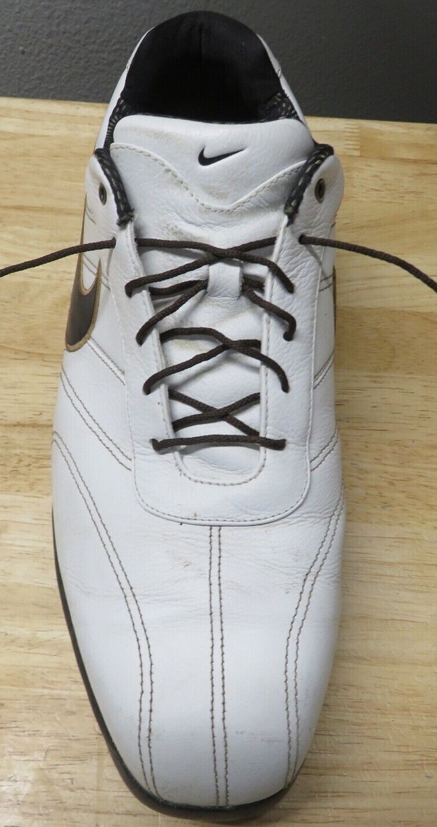 Mens Nike Golf Cleats Shoes Size 11 White Brown 314894-101  display picture 1