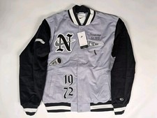 Nike Varsity Bomber Jacket 1972 Swoosh Letterman Black Men's Size Medium NWT