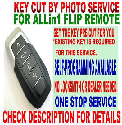 KEY CUT BY PHOTO FR-TYPE FLIP REMOTE FOR 2003-2005 CHEVY IMPALA KEYLESS FOB 1XT