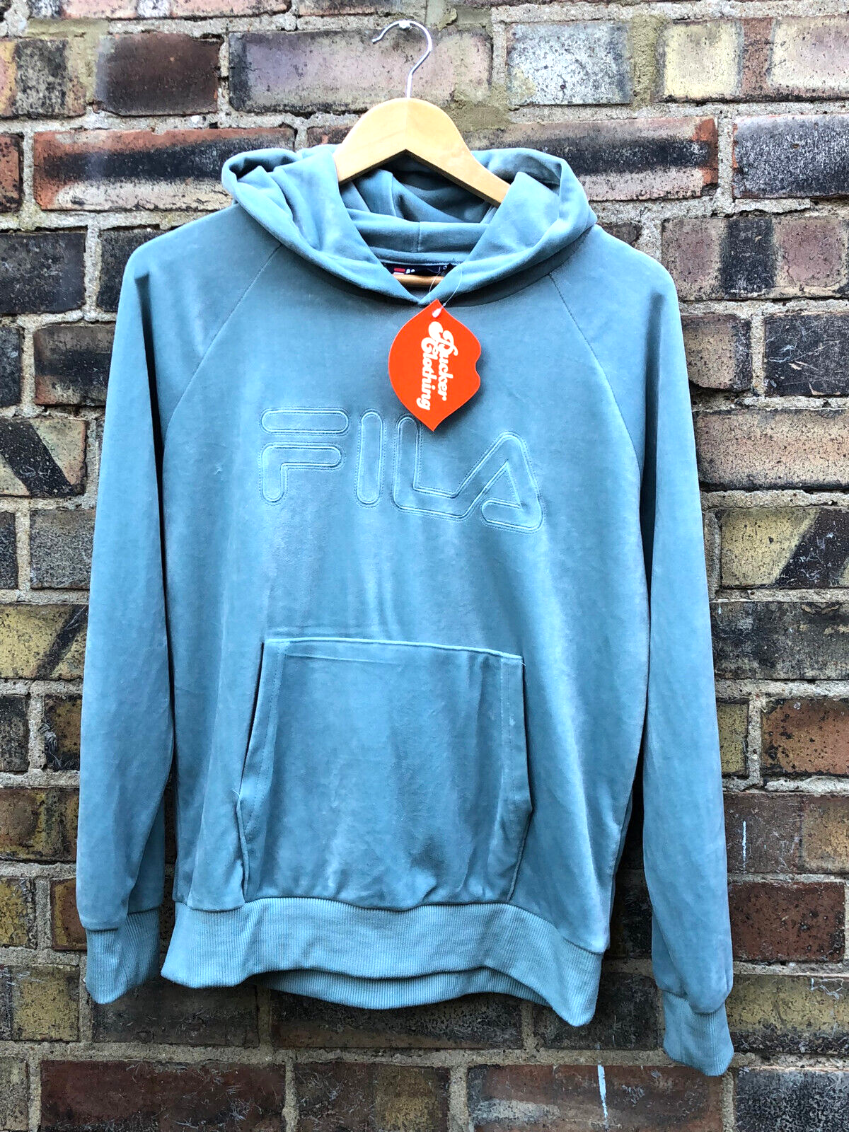 FILA Felpa Donna con Cappuccio Maglione Piccolo Verlour Pullover Acrilico Felpa con Cappuccio Blu