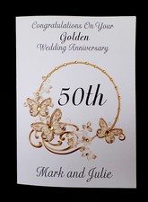 Personalised  Congratulations Golden 50th Wedding Anniversary Card 