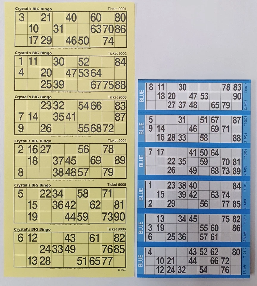 CRYSTALS YELLOW EXTRA LARGE BINGO FLYERS EXTRA LARGE BINGO TICKETS FOR VISUALLY IMPAIRED
