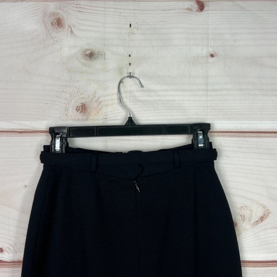 Ralph Lauren Collection Skirt Womens 2 Black Wool Blend Pencil Midi Belted Solid - image 4 of 4