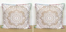 24x24" Cover Indian Mandala Pillow Case Square Bohemian Us Cushion 2 Pcs.