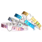 Holographic Choker Necklace Laser Love Heart Rainbow Gothic Collar Women Girl UK