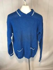 NWT Eagle's Eye NOS Collared Sweater Blue White Stripe Free US Shipping