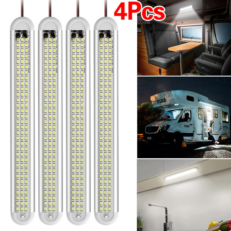 4X12V 120 LED Car Interior Strip Lights Bar Light Car Van Caravan Boat
