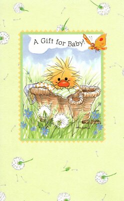 Suzy's Zoo A Gift For New Baby Boy or Girl Yellow Duck In Basket Greeting Card 