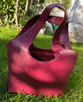 BORSE IN PELLE Genuine Leather TASCHE Weinrot Made in Italien
