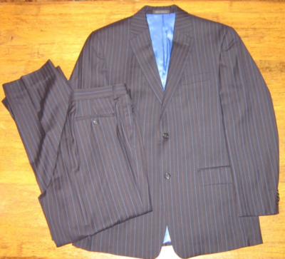Michael Kors Men's Pinstripe Suit Navy Blue 40L 31x30 Blazer