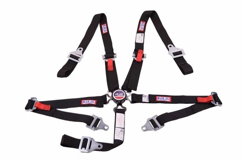 RJS SFI 16.1 5 PT HARNESS CAM LOCK FLOOR MOUNT 2" BOLT IN BELT BLACK 1024501