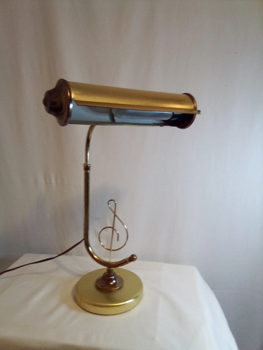 Vtg Brass Bankers Desk Lamp Art Deco Adjustable Arm Gold Piano