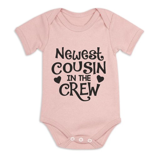 NEWEST COUSIN IN THE CREW Baby Bodysuit Babygrow Vest Geeky Funny Family Gift - Picture 21 of 22