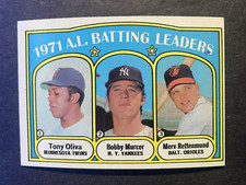 1972 Topps Baseball AL Batting Leaders Tony Oliva /Bobby Murcer Card #86 (a)