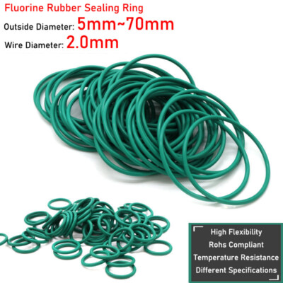 Ø2.0mm Cross Section Green Fluorine Rubber O-Ring Sealing Ring Oil Seals Gasket