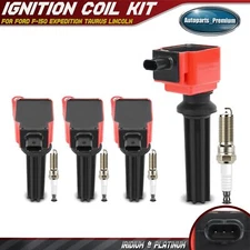 4x Red Ignition Coil & 4x Iridium & Platinum Spark Plugs Kit for Ford Explorer