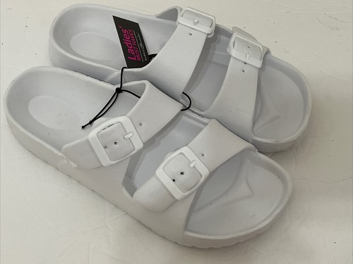 Sandalia blanca para mujer Bobbie Brooks Slide elige talla 6/7 8/9 10/11 tacto suave - Imagen 7 de 12