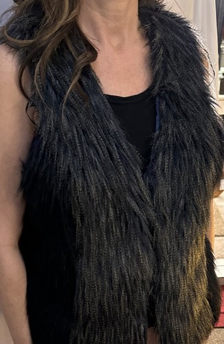 Faux Fur Lined Vest W/ Leather Wrap Belt For Ladies New Jacket For Women (L) - Picture 4 of 11