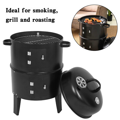 Detachable 3-in-1 Vertical Charcoal Smoker Portable BBQ Smoker Grill US