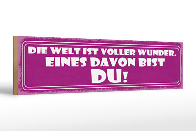 Holzschild Spruch 46x10 cm Welt voller Wunder eines bist DU Deko Schild