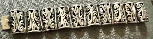 Vintage Sterling Silver Taxco Hinged Shadowbox Bracelet Mexican