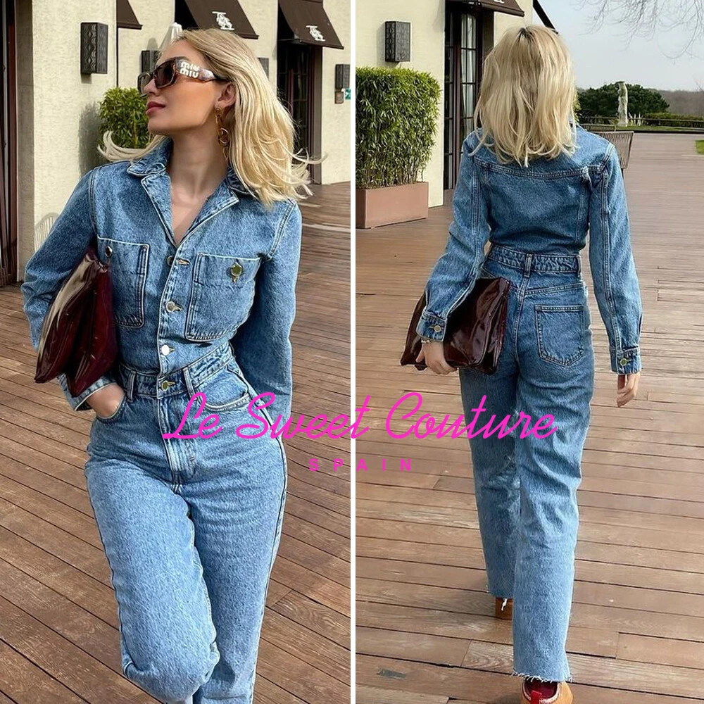 Denim Straight-Leg Jumpsuit