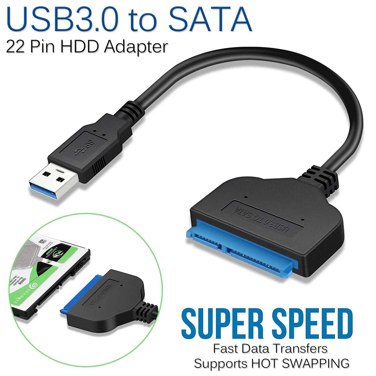 USB 3.0 To 2.5 SATA III Hard Drive Adapter Cable-SATA To USB  Converter-Black