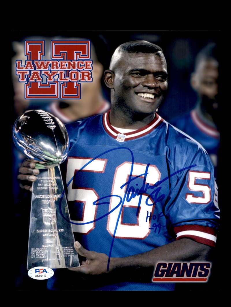 Lawrence Taylor PSA DNA Signed Cert 8x10 Autograph Photo Giants
