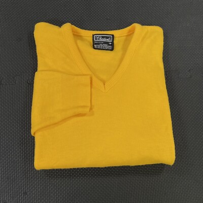 Vintage 80s Chartwell Sweater Medium Yellow Blank Acrylic Pullover Made USA
