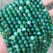 4-12mm Natural Green Lace Striped Agate Sardonyx Beads for Jewelry Making DIY