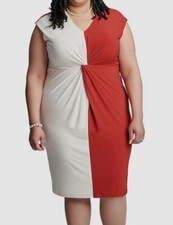 Kasper Women's Red A-Line Twisted-Front Cap-Sleeve Dress Plus Size 1X