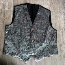 Shiny Iridescent Tux Vest Stage Performer Magician Party Formal Wear Halloween