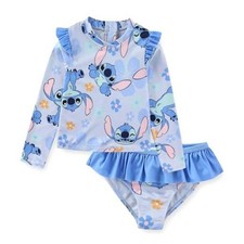 Minnie Mouse Stitch Girls UPF 50 Long Sleeve Rash Guard and Bikini 2 6 Purple