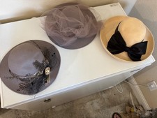 Vintage Hats Lot of 3 Michael Howard / feathers , net, bow, rhinestone