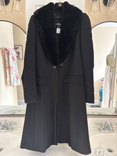 NEW CHANEL 06A WOOL BLACK QUILTED ORYLAG FUR COAT 36