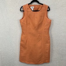 Talbots Irish Linen Sleeveless Dress Womens 14 Orange Sheath