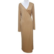 Uniqlo De La Fressange Wrap Maxi Dress Women's Sz L Soft Minimalist Quiet Luxury