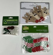 3 Packages of Christmas Embellishments Papercrafts Scrapbooking Crafts Reindeer