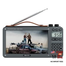720P 7Inch Screen AM FM Movie Video Radio with Bluetooth Speaker, Grey