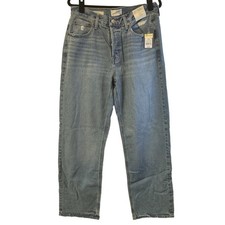 Universal Thread Womens Mid Rise 90s Baggy Jeans Size 8 Blue Button Fly New