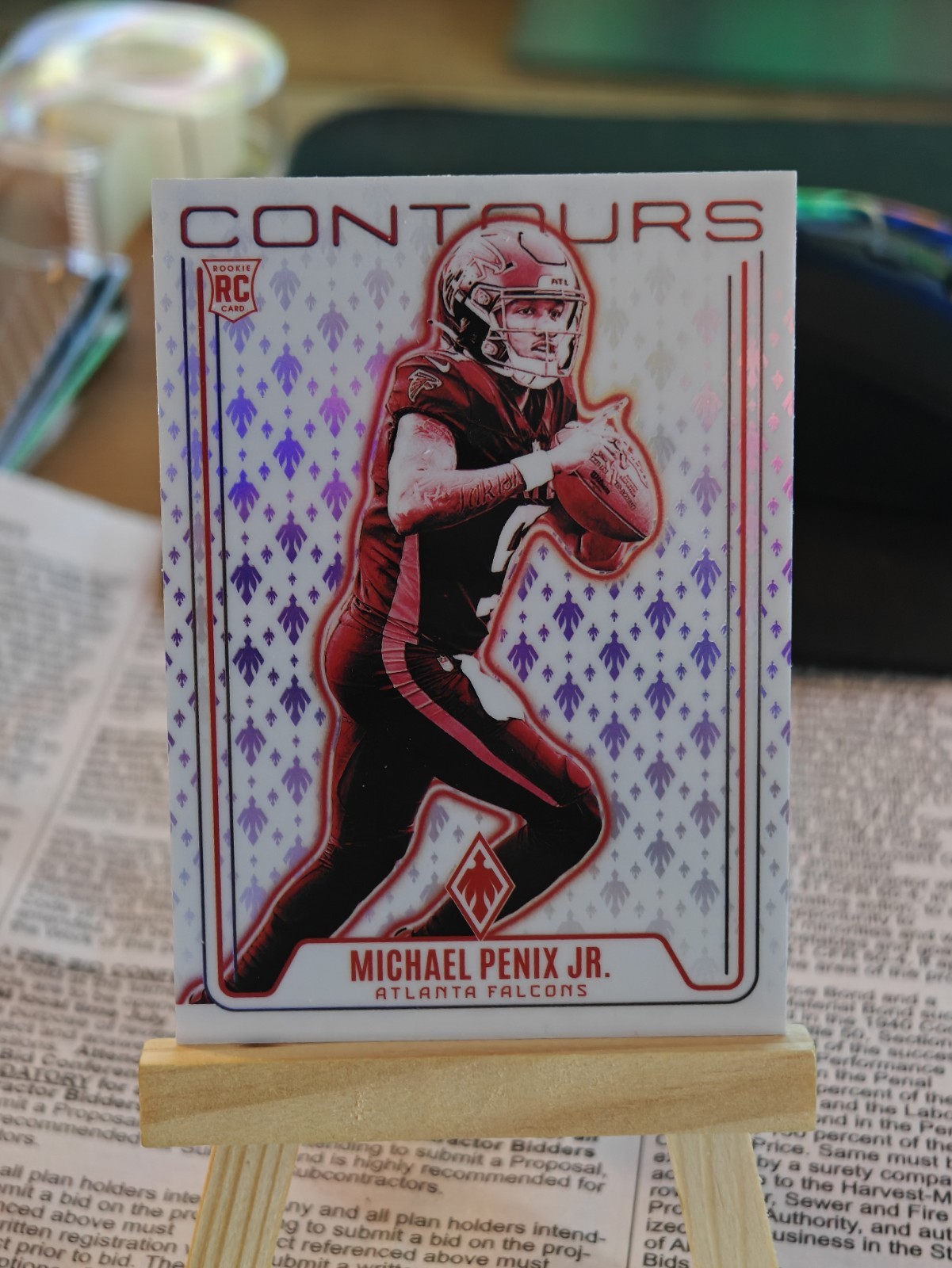 2024 Panini Phoenix Football Michael Penix Jr. Contours Purple Rookie RC Falcons