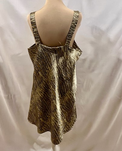 Animal Print Chemise Lingerie nightgown slip Sz XL Bows Tiger Print shimmer Tank - Picture 6 of 16