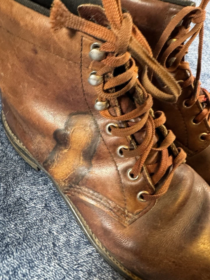 Botas de trabajo Vibram de cuero marrón para hombre talla 11 construcción vintage resistente Foto 2 de 4