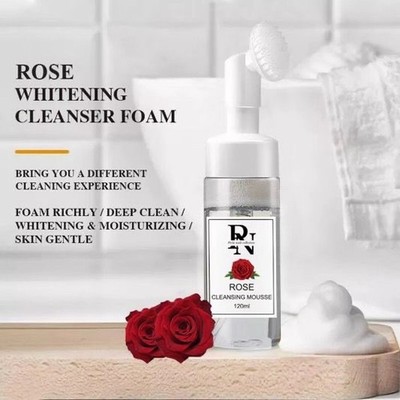 RT Rose Whitening Face Cleanser Foam Mousse w/ Built-In Brush 120 ml