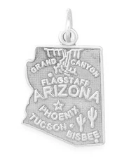 925 Sterling Silver State of Arizona Charm - Grand Canyon Souvenir Charm